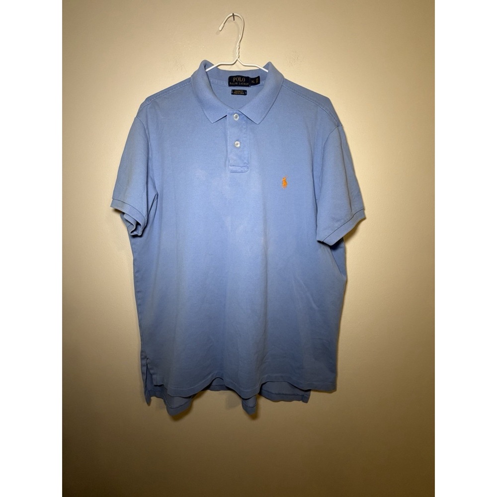 VTG Polo Ralph Lauren Custom Polo Mens XL Light Blue Yellow Pony Logo